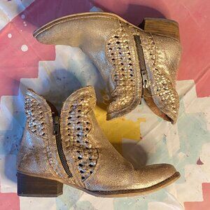 Seychelles Western Leather Cutout Booty in Gold